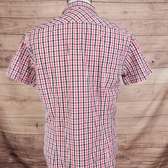 H&M SHORT SLEEVE RED BLACK CHECK BUTTON DOWN SHIRT MENS SZ M MEDIUM - Picture 4 of 7